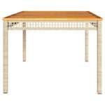 Table de jardin beige 180x90x75 cm résine tressée et acacia – Image 3