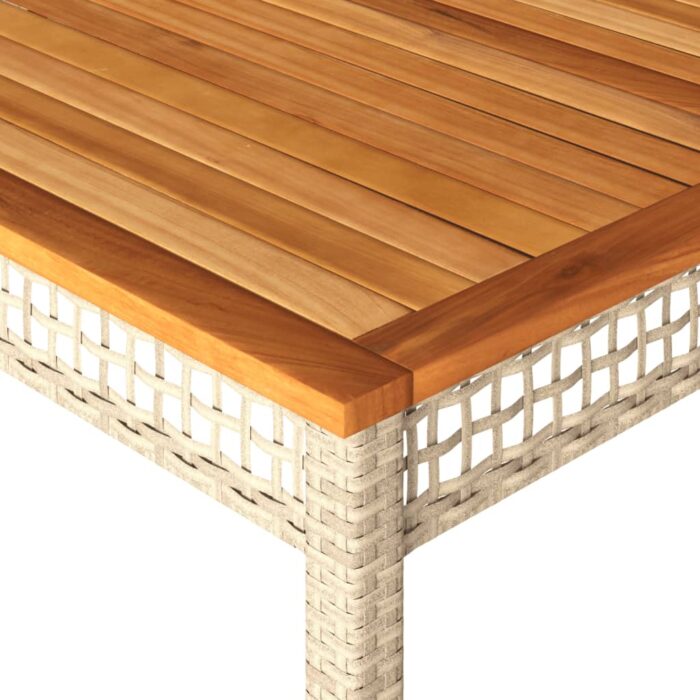 Table de jardin beige 180x90x75 cm résine tressée et acacia – Image 5