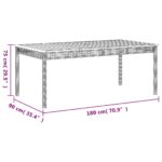Table de jardin beige 180x90x75 cm résine tressée et acacia – Image 6