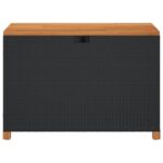 Boîte de rangement de jardin noir résine tressée bois d'acacia – Image 2