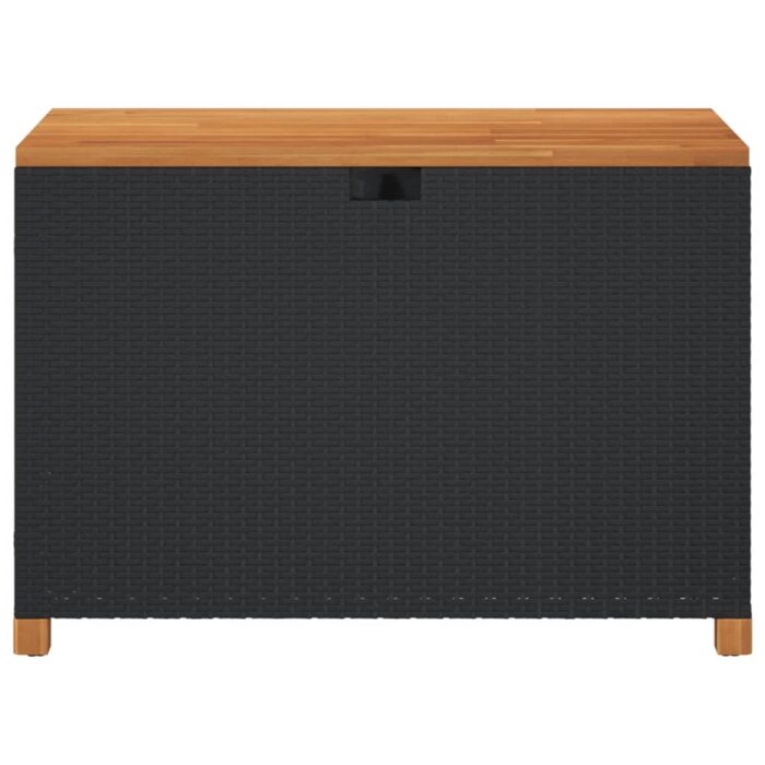 Boîte de rangement de jardin noir résine tressée bois d'acacia – Image 2