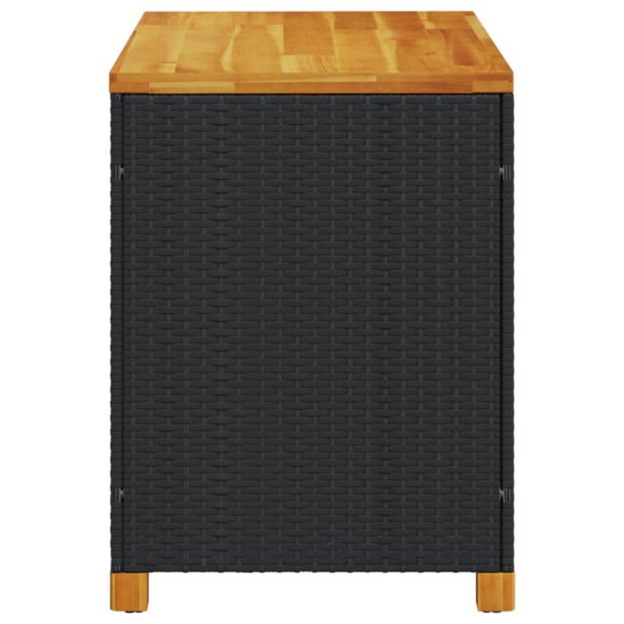 Boîte de rangement de jardin noir résine tressée bois d'acacia – Image 3