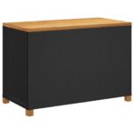 Boîte de rangement de jardin noir résine tressée bois d'acacia – Image 4