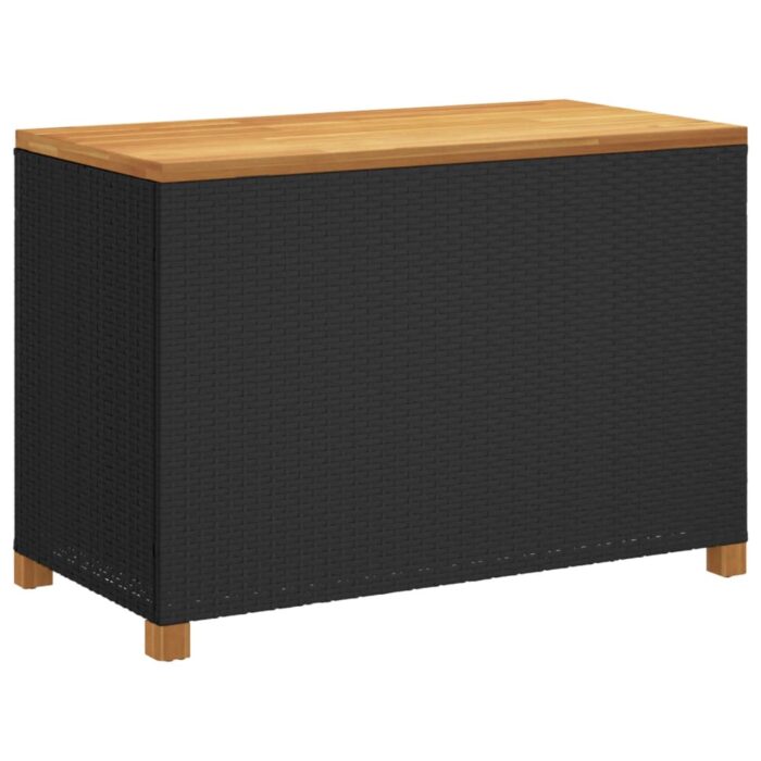 Boîte de rangement de jardin noir résine tressée bois d'acacia – Image 4
