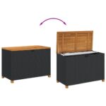 Boîte de rangement de jardin noir résine tressée bois d'acacia – Image 5
