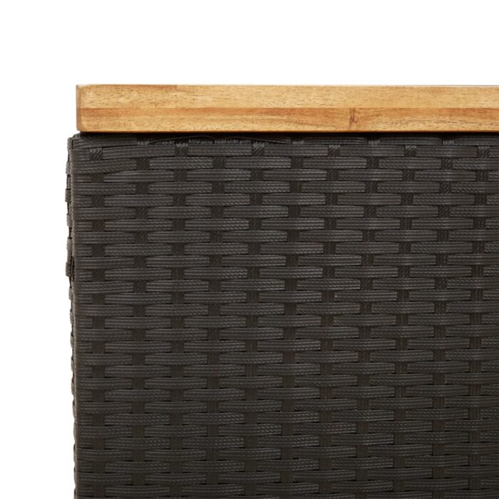 Boîte de rangement de jardin noir résine tressée bois d'acacia – Image 7