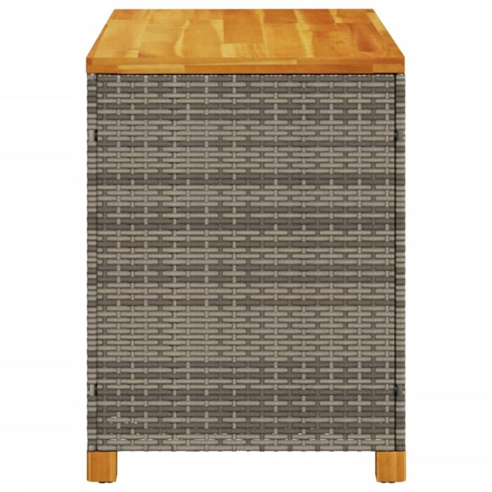 Boîte de rangement de jardin gris résine tressée bois d'acacia – Image 3
