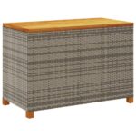 Boîte de rangement de jardin gris résine tressée bois d'acacia – Image 4