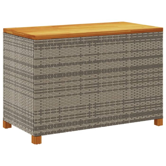 Boîte de rangement de jardin gris résine tressée bois d'acacia – Image 4