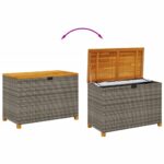 Boîte de rangement de jardin gris résine tressée bois d'acacia – Image 5
