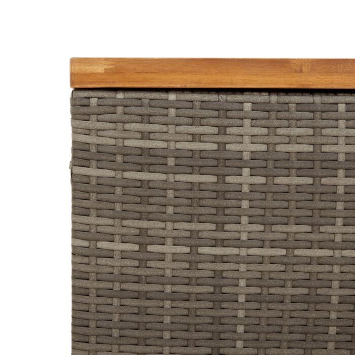 Boîte de rangement de jardin gris résine tressée bois d'acacia – Image 6