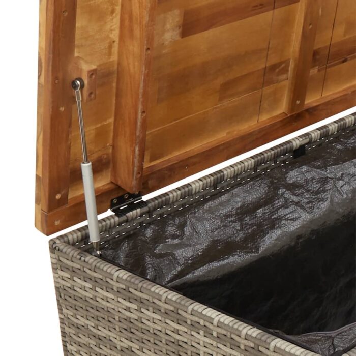 Boîte de rangement de jardin gris résine tressée bois d'acacia – Image 7