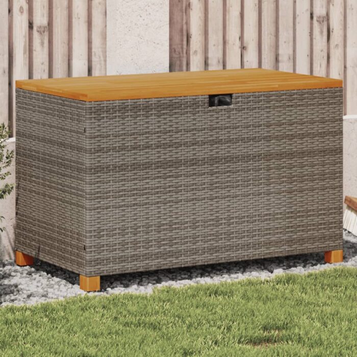 VXL8721012308220_m_en_hd_1.jpg Boîte de rangement de jardin gris résine tressée bois d'acacia – Image 1