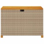 Boîte de rangement de jardin beige résine tressée bois d'acacia – Image 2