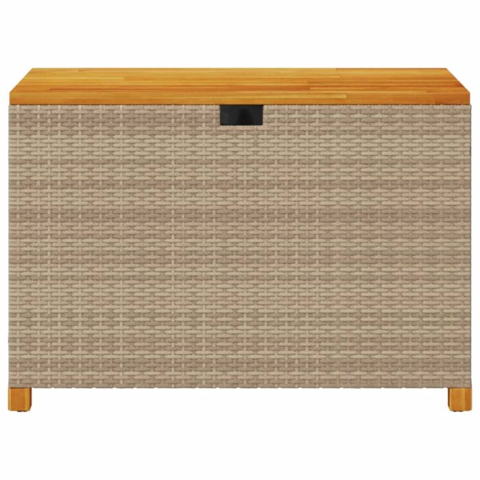 Boîte de rangement de jardin beige résine tressée bois d'acacia – Image 2