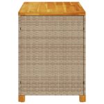 Boîte de rangement de jardin beige résine tressée bois d'acacia – Image 3