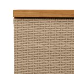 Boîte de rangement de jardin beige résine tressée bois d'acacia – Image 6
