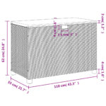 Boîte de rangement de jardin beige résine tressée bois d'acacia – Image 9
