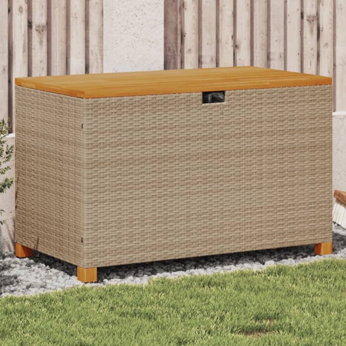 VXL8721012308237_m_en_hd_1.jpg Boîte de rangement de jardin beige résine tressée bois d'acacia – Image 1