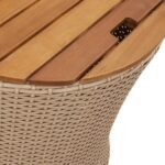 Tables d'appoint de jardin 2pcs dessus en bois beige poly rotin – Image 6