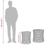 Tables d'appoint de jardin 2pcs dessus en bois beige poly rotin – Image 8