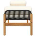 Banc de jardin avec coussin noir résine tressée acacia – Image 3