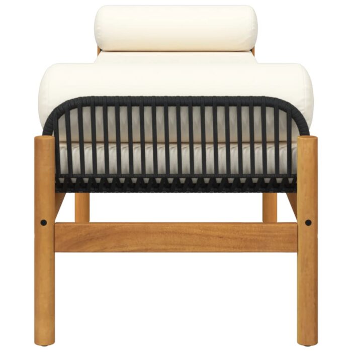 Banc de jardin avec coussin noir résine tressée acacia – Image 3