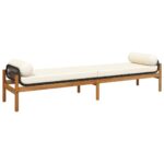 Banc de jardin avec coussin noir résine tressée acacia – Image 4