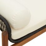Banc de jardin avec coussin noir résine tressée acacia – Image 5