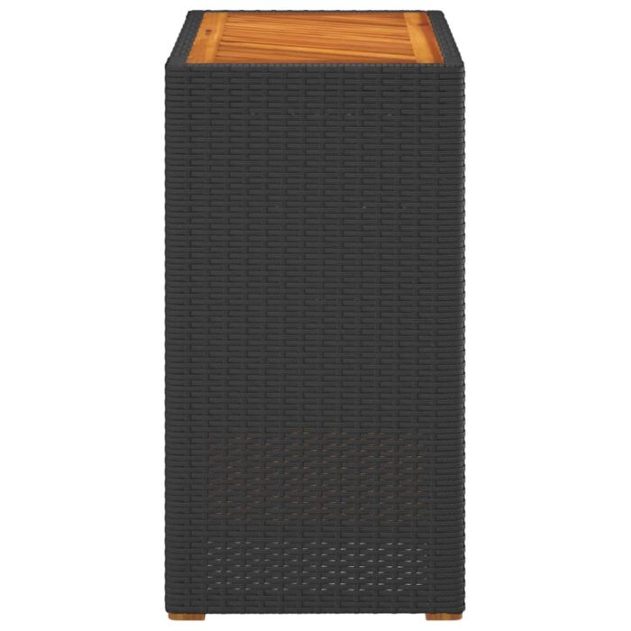 Table d'appoint de jardin dessus en bois noir 60x40x75 cm – Image 3