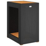 Table d'appoint de jardin dessus en bois noir 60x40x75 cm – Image 5