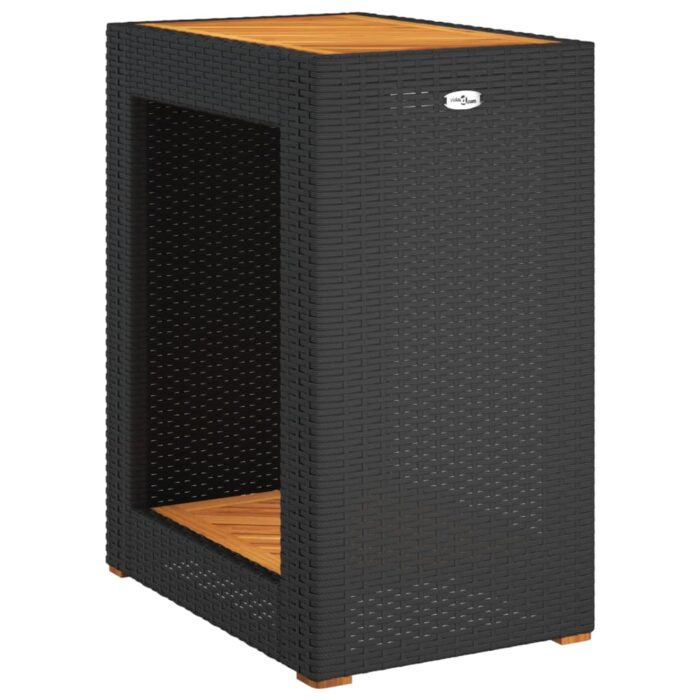 Table d'appoint de jardin dessus en bois noir 60x40x75 cm – Image 5