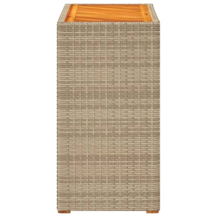 Table d'appoint de jardin dessus en bois beige 60x40x75 cm – Image 3