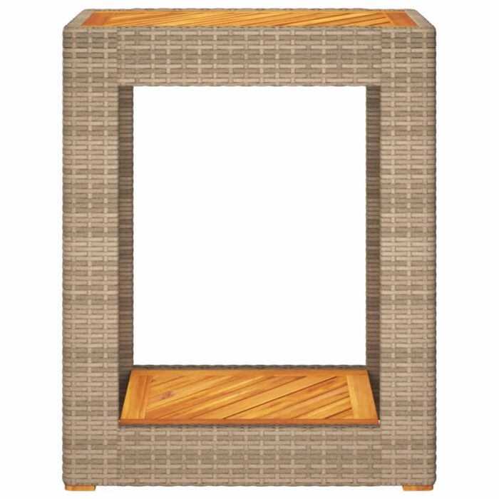 Table d'appoint de jardin dessus en bois beige 60x40x75 cm – Image 4