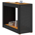 Table d'appoint de jardin dessus en bois noir 100x40x75 cm – Image 2