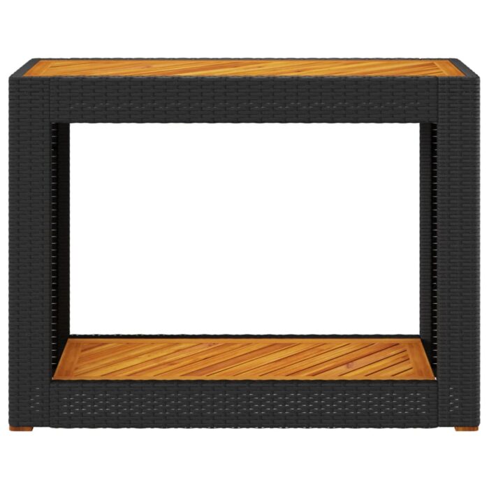 Table d'appoint de jardin dessus en bois noir 100x40x75 cm – Image 4