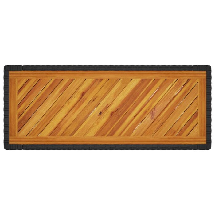 Table d'appoint de jardin dessus en bois noir 100x40x75 cm – Image 6
