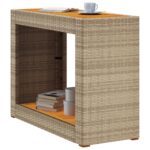 Table d'appoint de jardin dessus en bois beige 100x40x75 cm – Image 2