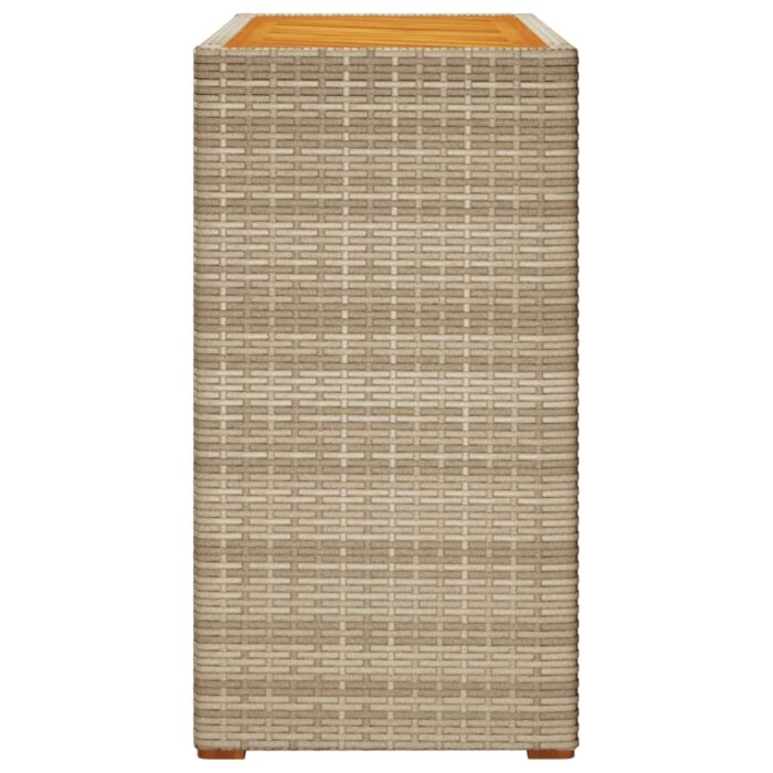 Table d'appoint de jardin dessus en bois beige 100x40x75 cm – Image 3