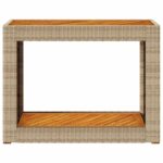 Table d'appoint de jardin dessus en bois beige 100x40x75 cm – Image 4