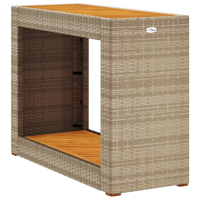 Table d'appoint de jardin dessus en bois beige 100x40x75 cm – Image 5