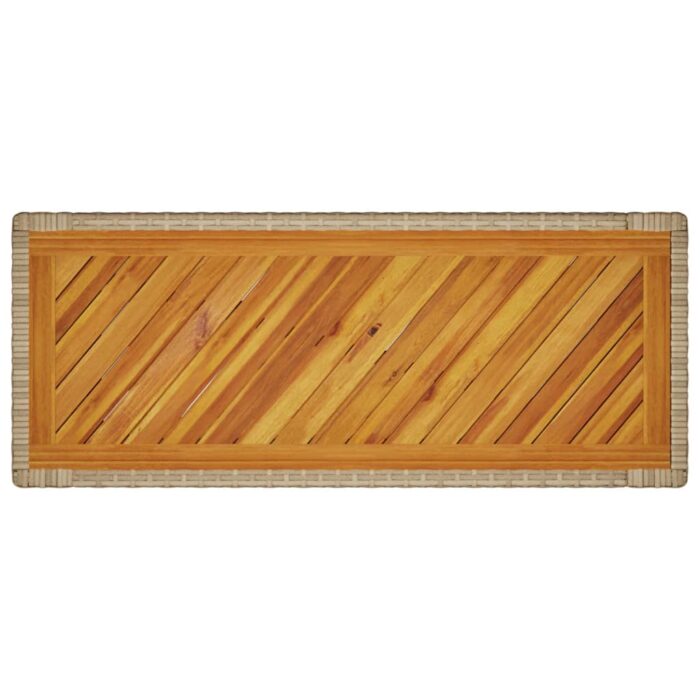 Table d'appoint de jardin dessus en bois beige 100x40x75 cm – Image 6