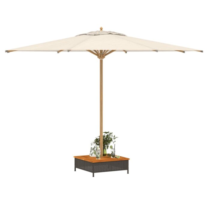 Couvercle de base de parasol noir 70x70x25 cm résine tressée et acacia – Image 2