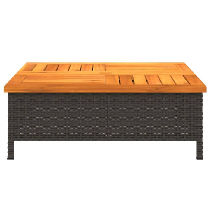 Couvercle de base de parasol noir 70x70x25 cm résine tressée et acacia – Image 3