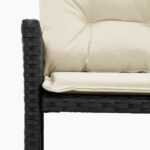 Canapé de jardin avec table et coussins en forme de L noir – Image 6