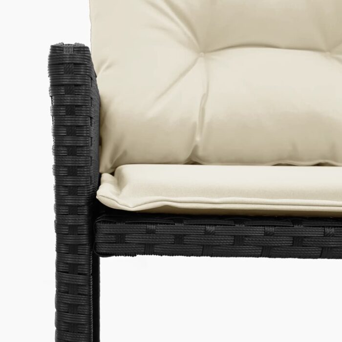Canapé de jardin avec table et coussins en forme de L noir – Image 6