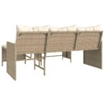 Canapé de jardin avec table et coussins en forme de L beige – Image 5