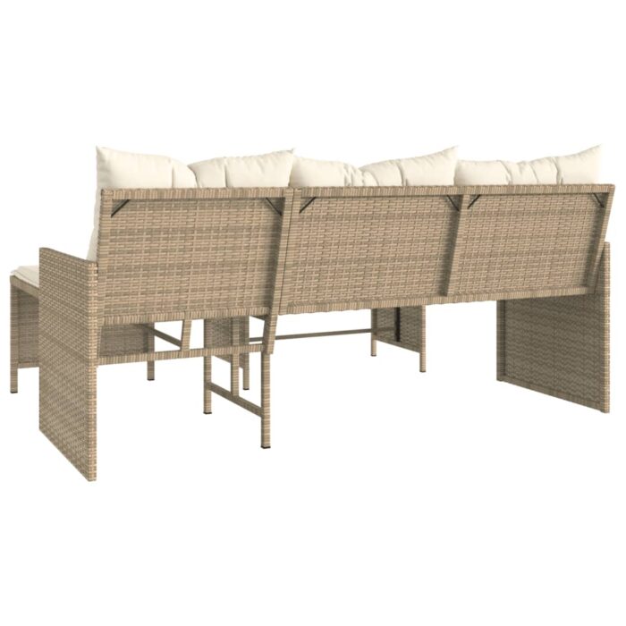 Canapé de jardin avec table et coussins en forme de L beige – Image 5