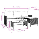 Canapé de jardin avec table et coussins en forme de L beige – Image 8