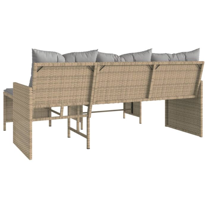 Canapé de jardin table et coussins en forme de L mélange beige – Image 5